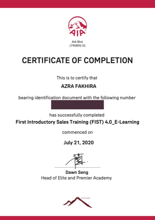 FIST 4.0 Sales Training certificate